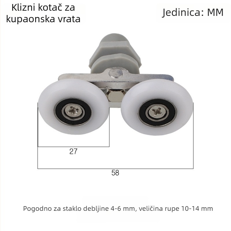 Aluminijski dvostruki kotačić za klizna vrata tuš kabine, promjer 19 mm — Xin Jie Liang