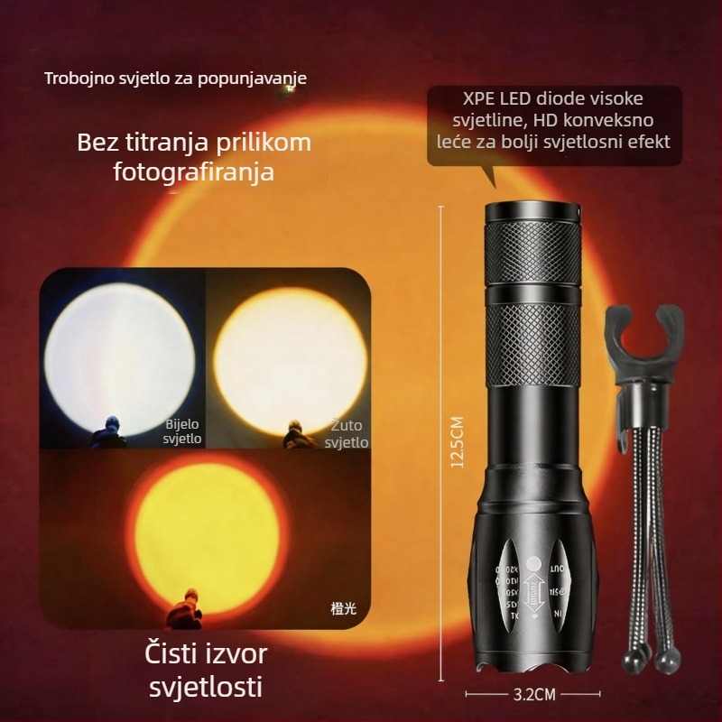 Svjetlo za fotografiju od aluminijske legure s više izvora svjetla, ručno dopunsko osvjetljenje, noćni portreti, uključuje stativ
