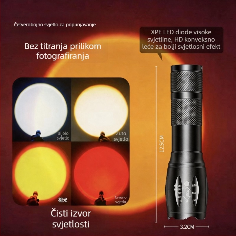 Svjetlo za fotografiju od aluminijske legure s više izvora svjetla, ručno dopunsko osvjetljenje, noćni portreti, uključuje stativ