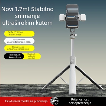 Selfie štapić s Bluetooth daljinskim upravljačem, 1,7 m – prijenosni stalak za mobitel i tripod za livestream