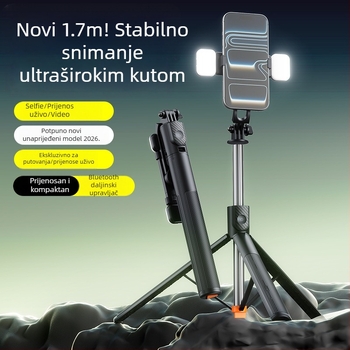 Selfie štapić s Bluetooth daljinskim upravljačem, 1,7 m – prijenosni stalak za mobitel i tripod za livestream