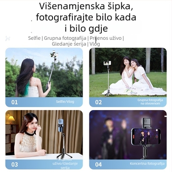 Mini selfie štap s podnim tripodom, prijenosni držač za telefon, 360° rotacija, Bluetooth