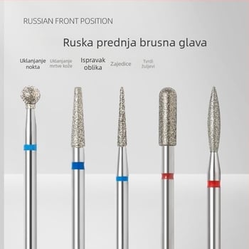 Ruski stil predobrada glava za brušenje za alate za manikuru – set dijamantnih glava