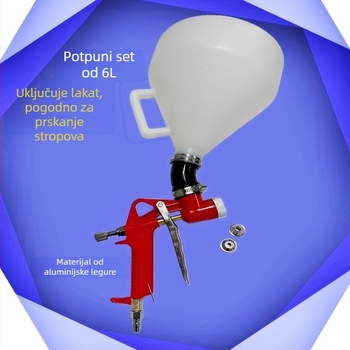 Aluminijski gravitacijski pištolj za prskanje s savijenom mlaznicom, za crvenu kamenastu boju na krovu, lijevak-pištolj za boju 3L/6L