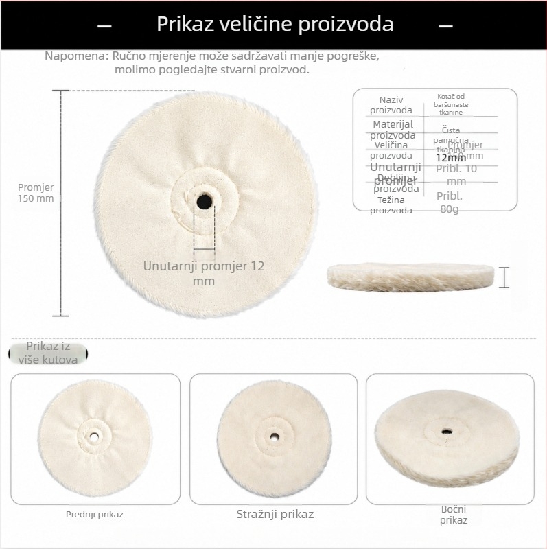 Set platnenih polirnih kotačića za nakit, hardver, drvo i namještaj – 4 komada