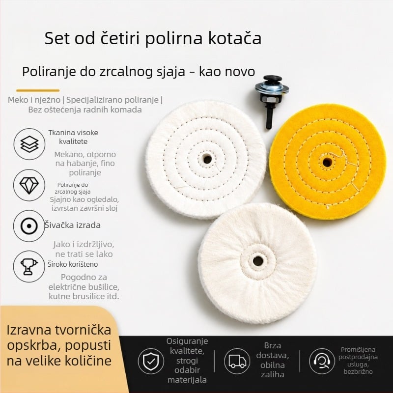Set platnenih polirnih kotačića za nakit, hardver, drvo i namještaj – 4 komada