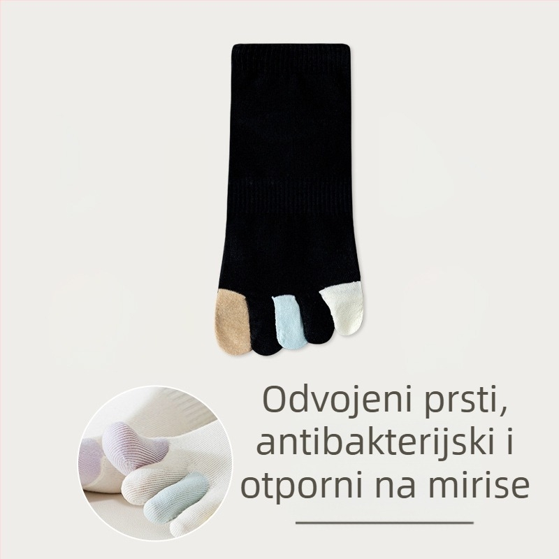 Ženske čarape s pet prstiju, ljetne tanke pamučne, boje poput bombona, upijaju znoj, prozračne, otporne na miris, kratke čarape
