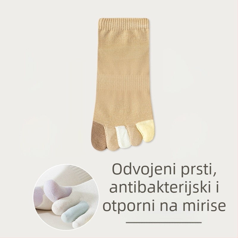 Ženske čarape s pet prstiju, ljetne tanke pamučne, boje poput bombona, upijaju znoj, prozračne, otporne na miris, kratke čarape