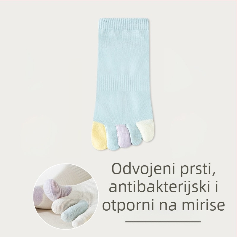 Ženske čarape s pet prstiju, ljetne tanke pamučne, boje poput bombona, upijaju znoj, prozračne, otporne na miris, kratke čarape