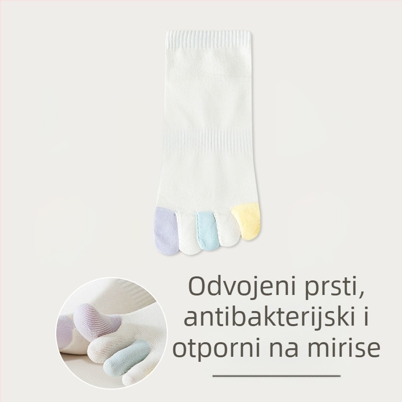 Ženske čarape s pet prstiju, ljetne tanke pamučne, boje poput bombona, upijaju znoj, prozračne, otporne na miris, kratke čarape