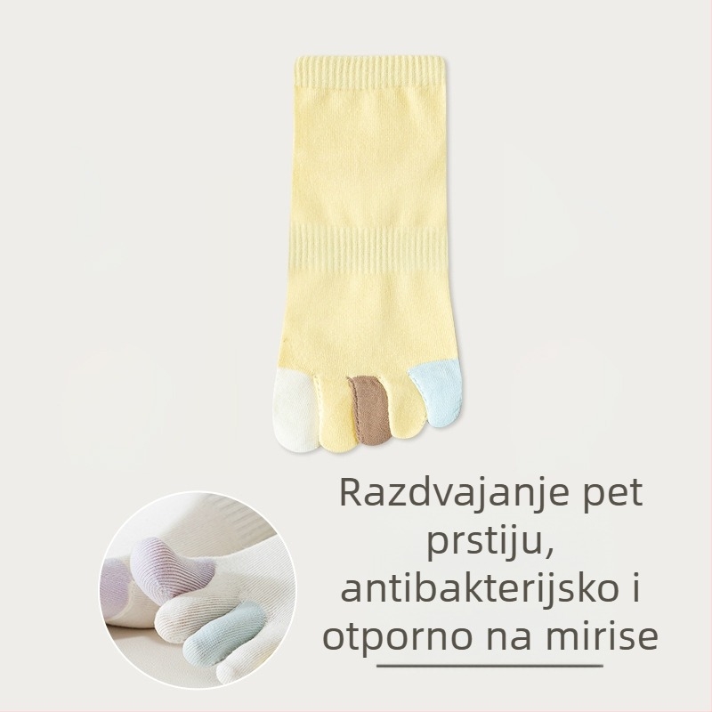 Ženske čarape s pet prstiju, ljetne tanke pamučne, boje poput bombona, upijaju znoj, prozračne, otporne na miris, kratke čarape