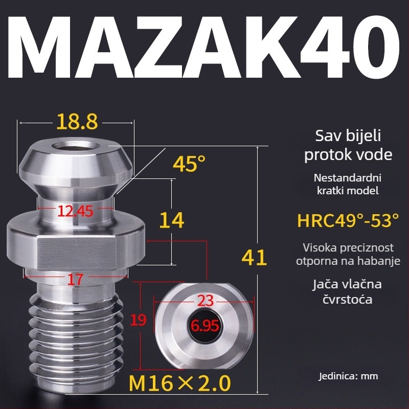 Mazak BT40/BT50 CNC držač alata za Mitsui seriju, s protokom hlađenja, visoka preciznost