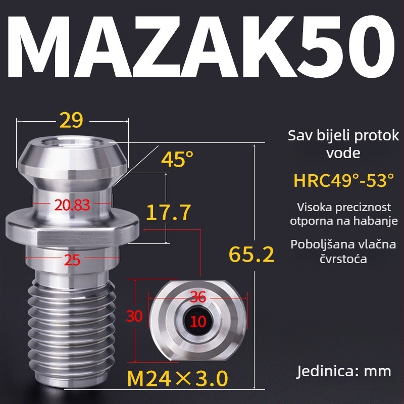 Mazak BT40/BT50 CNC držač alata za Mitsui seriju, s protokom hlađenja, visoka preciznost