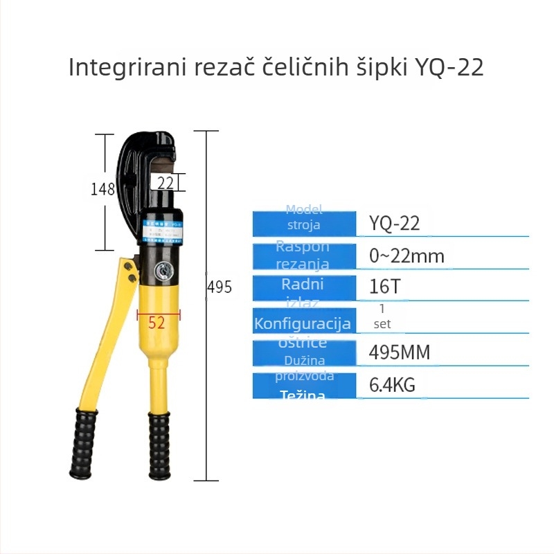 Ručni hidraulični integralni rezač za armaturu YQ-16, kompaktnog preciznog rezanja