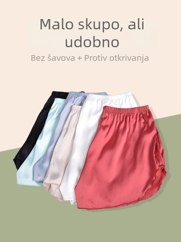 Bijele ženske sigurnosne šorceve od ice silk materijala, lagane, ne prozirne, bez uvijanja na rubu, za nošenje vani i kod kuće.