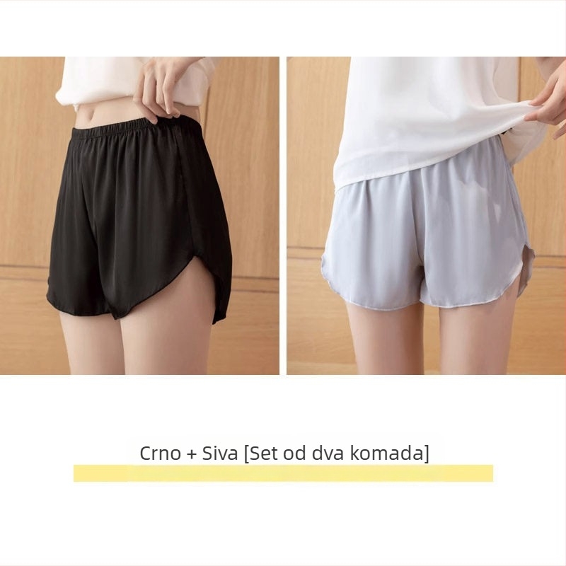 Bijele ženske sigurnosne šorceve od ice silk materijala, lagane, ne prozirne, bez uvijanja na rubu, za nošenje vani i kod kuće.