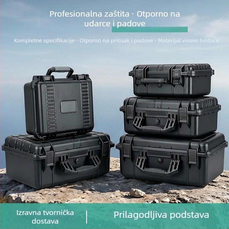 Plastična kutija za alat, prijenosni zaštitni kufer za precizne instrumente, trostrana zaštita: prašina, voda i udarci, zapečaćena