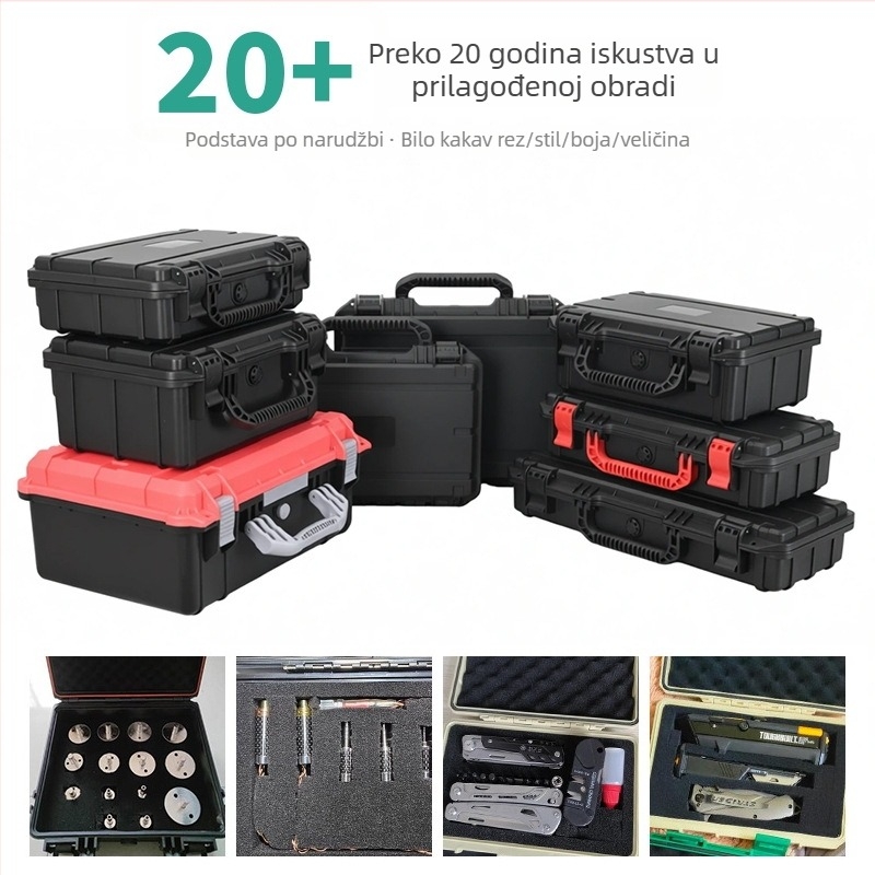 Plastična kutija za alat, prijenosni zaštitni kufer za precizne instrumente, trostrana zaštita: prašina, voda i udarci, zapečaćena