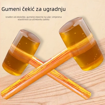 Čekić s drvenom drškom i prozirnim gumom za pločice i mramor, za ugradnju