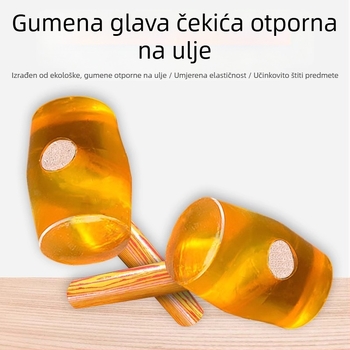 Čekić s drvenom drškom i prozirnim gumom za pločice i mramor, za ugradnju