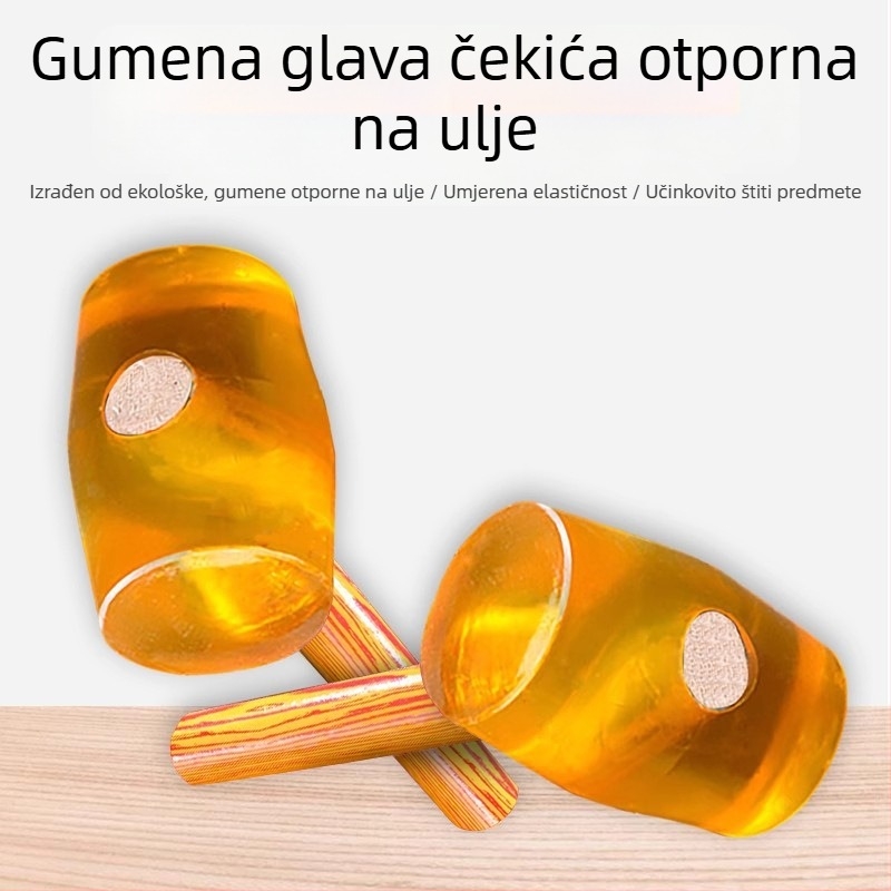 Čekić s drvenom drškom i prozirnim gumom za pločice i mramor, za ugradnju
