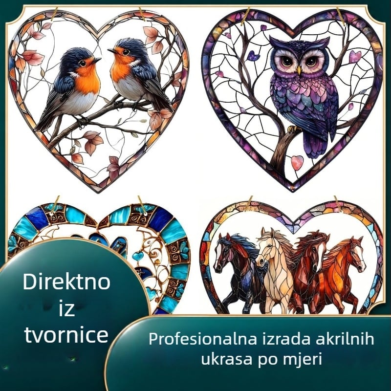 2D plosnato akril Boho stil srcolik ptičji hvatač svjetla za dom i ured