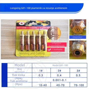 Longxing G01-30 / G03-100 / G03-300 acetilenski/propan rezna mlaznica, Plum Blossom mlaznica
