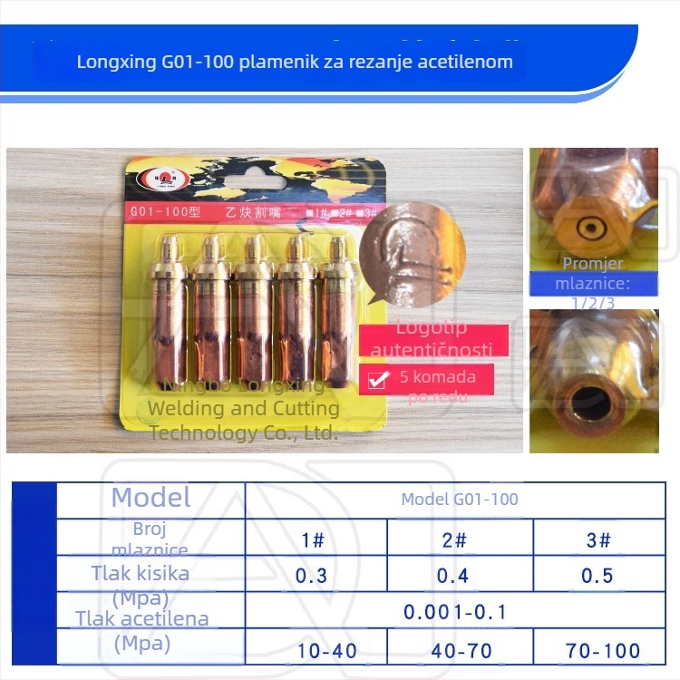 Longxing G01-30 / G03-100 / G03-300 acetilenski/propan rezna mlaznica, Plum Blossom mlaznica