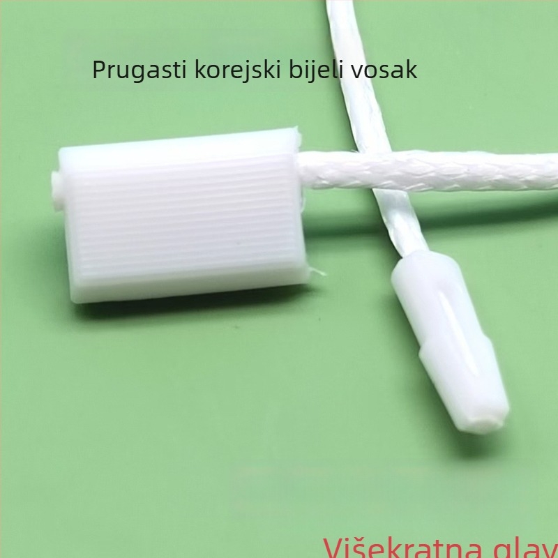Lančard za etikete s kvadratnim prugama od voskane niti, ponovo upotrebljiv s kukom, crno-bijeli