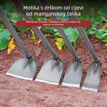 Duga metalna motika za vrtlarenje – velika motika za obradu tla, plijevljenje i kopanje bambusovih izdanka
