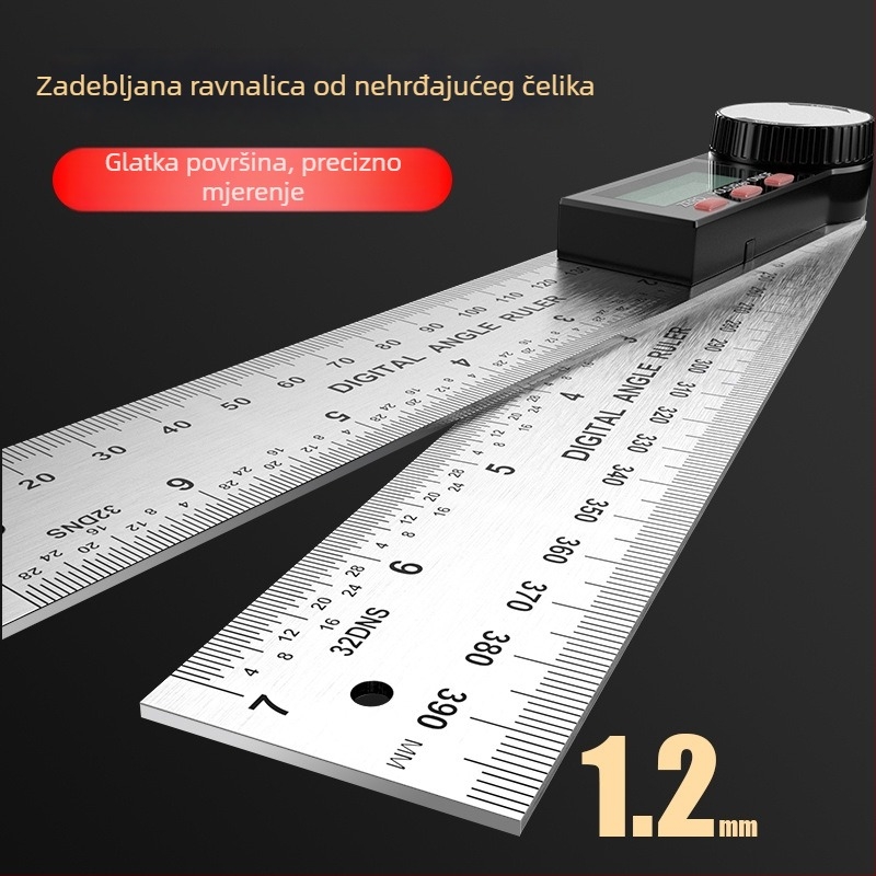 Digitalni kutomjer s prikazom, visoka preciznost, 360° mjerenje, višenamjenski univerzalni mjerni alat za stolariju