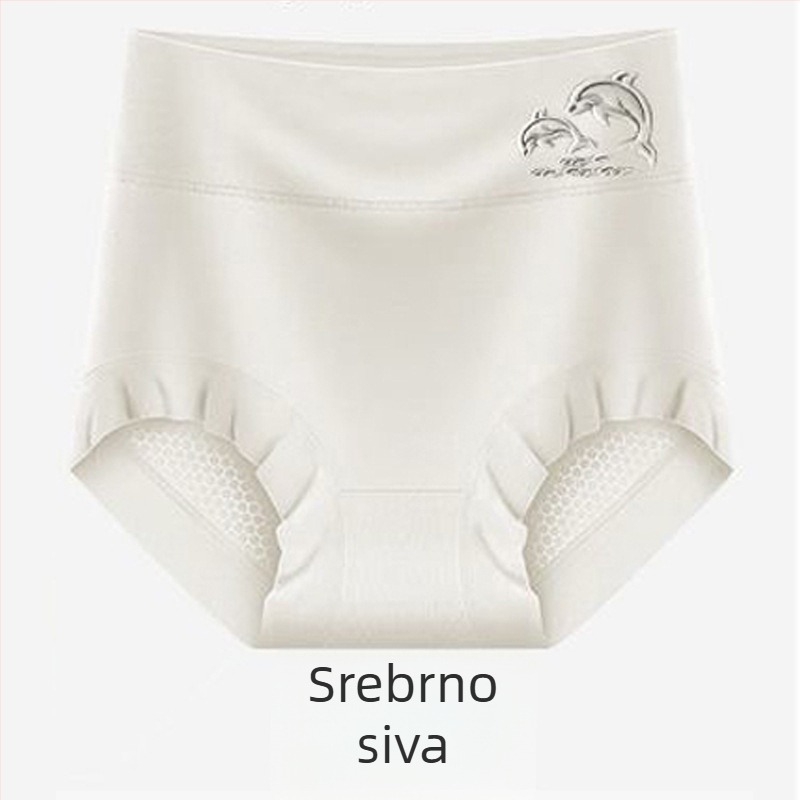 Ženske gaćice s visokim strukom od modalnog materijala, antibakterijske, prozračne, upijaju znoj, četiri godišnja doba, plus veličina, reljefni uzorak delfina i cvijeća