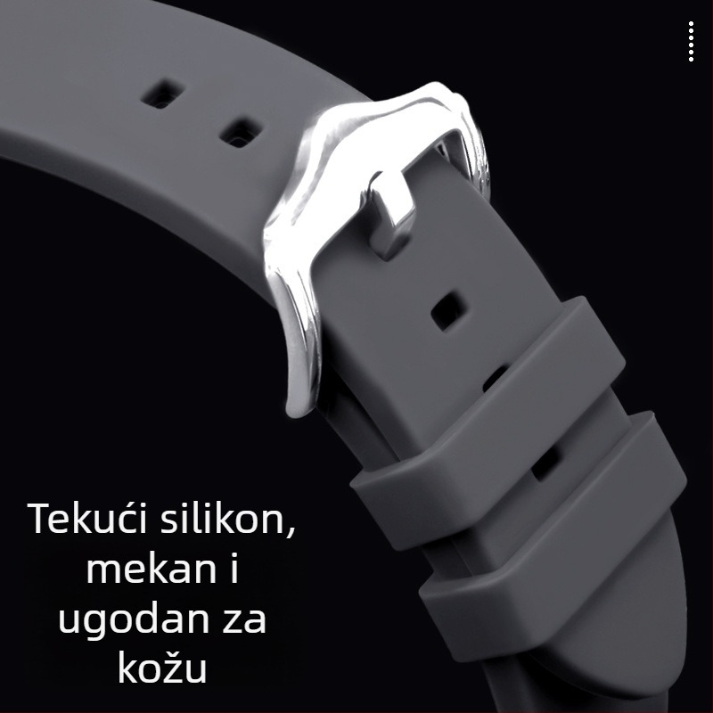 Rem od tekućeg silikona kompatibilan s Samsung Galaxy Watch5/4/3, 20/22 mm, jednobojan, srebrna kopča