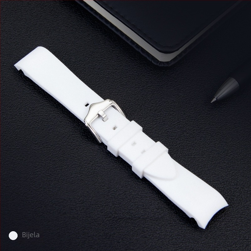 Rem od tekućeg silikona kompatibilan s Samsung Galaxy Watch5/4/3, 20/22 mm, jednobojan, srebrna kopča