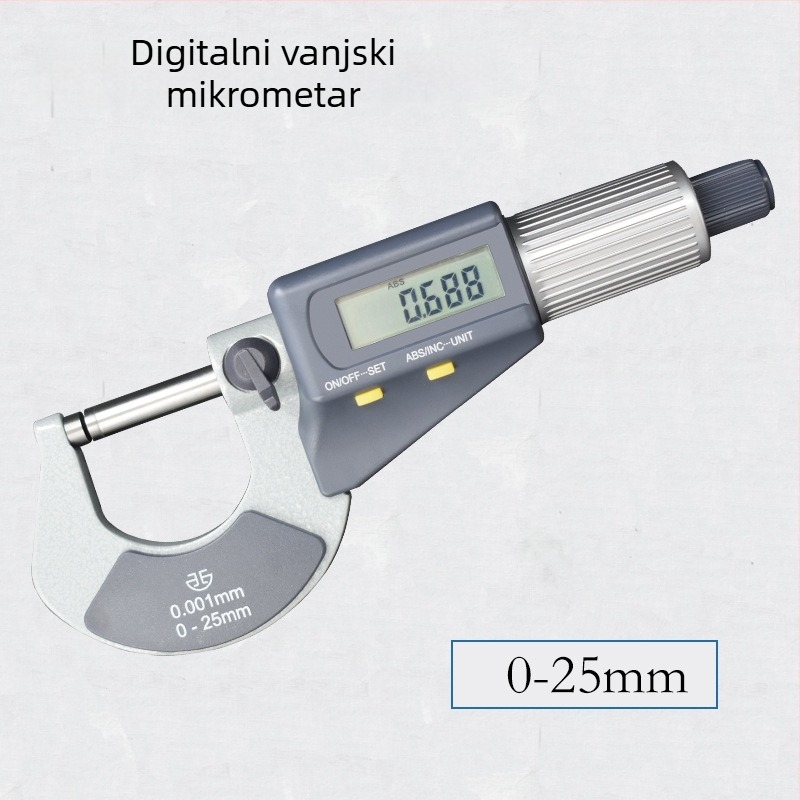 Elektronički digitalni vanjski mikrometar, raspon mjerenja 0–25–50–75–100 mm, visoka preciznost mjerenja vanjskog promjera