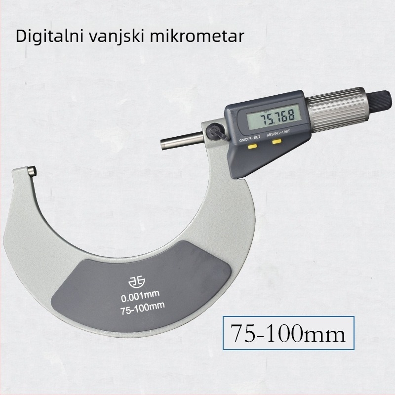 Elektronički digitalni vanjski mikrometar, raspon mjerenja 0–25–50–75–100 mm, visoka preciznost mjerenja vanjskog promjera