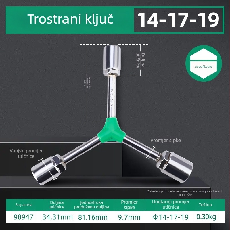 Topson Produženi Y-oblik vanjski šesterokutni ključ za auto popravke, ručni, višenamjenski, štedi napor, trokraki ključ