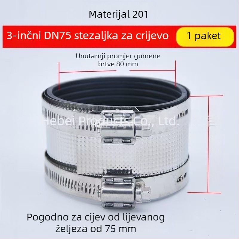 Klip za spajanje cijevi od nehrđajućeg čelika, lijevanog željeza i PVC-a