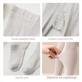 Dječje tajice za djevojčice, mrežaste, jednobojne, od comb pamuka, ultra tanke i prozračne, proljeće–ljeto