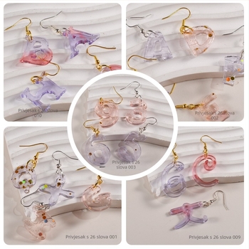 Silicone mold za epoksi smolu DIY nakit: 26 engleskih slova, znamenke, simboli i srce — naušnice, privjesci, ukrasi