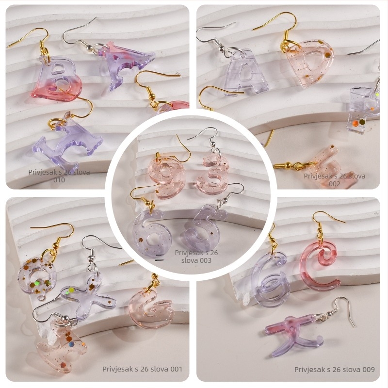 Silicone mold za epoksi smolu DIY nakit: 26 engleskih slova, znamenke, simboli i srce — naušnice, privjesci, ukrasi