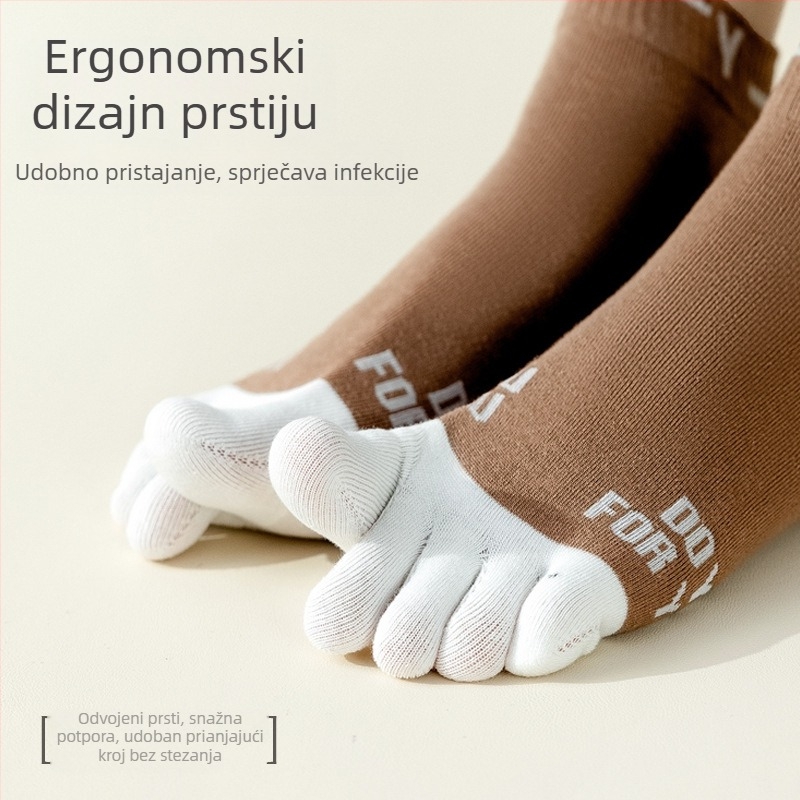 Muške čarape s pet prstiju, pamuk, upijaju znoj, s odvojenim prstima, ljetne, tanke, srednje dužine