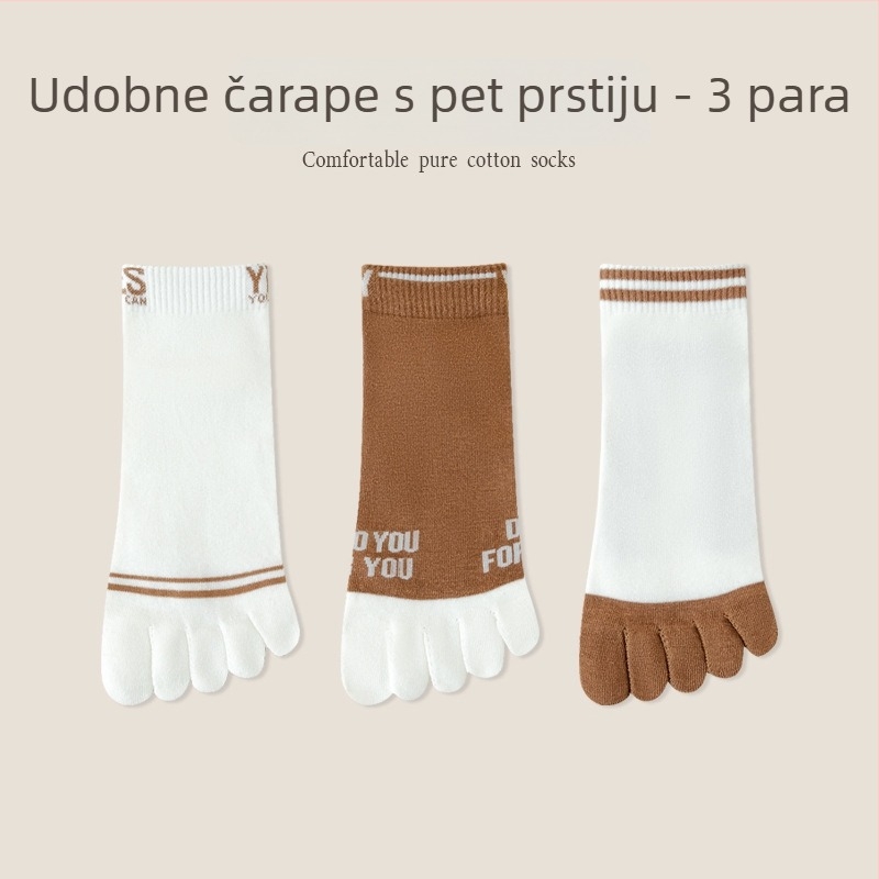 Muške čarape s pet prstiju, pamuk, upijaju znoj, s odvojenim prstima, ljetne, tanke, srednje dužine
