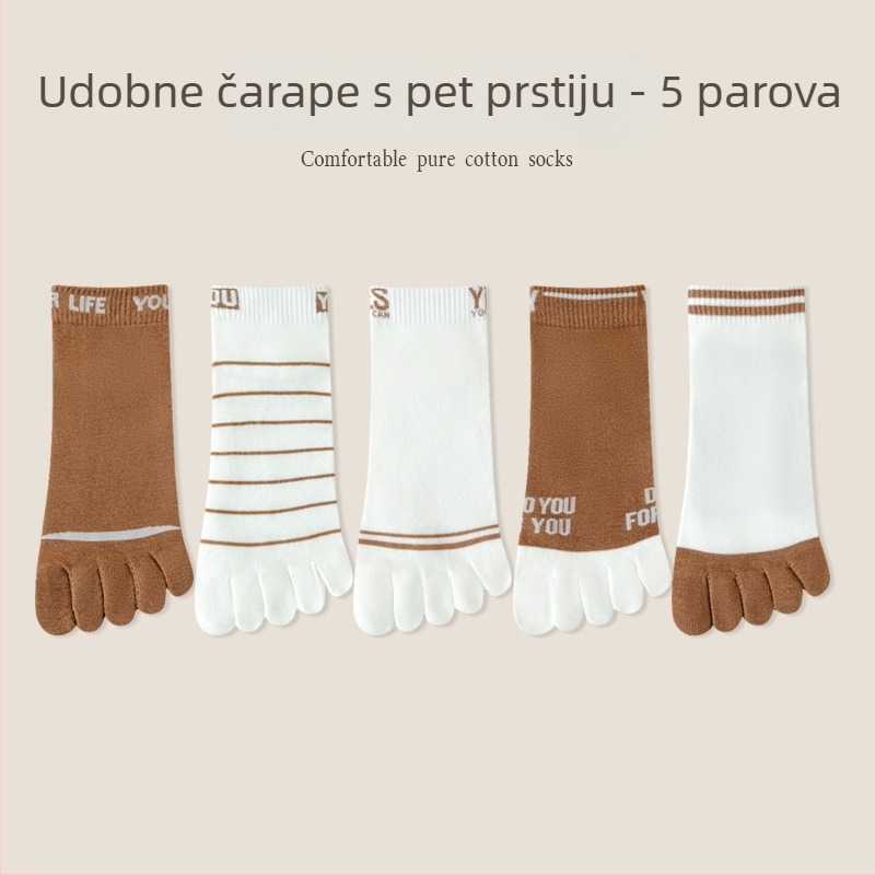 Muške čarape s pet prstiju, pamuk, upijaju znoj, s odvojenim prstima, ljetne, tanke, srednje dužine