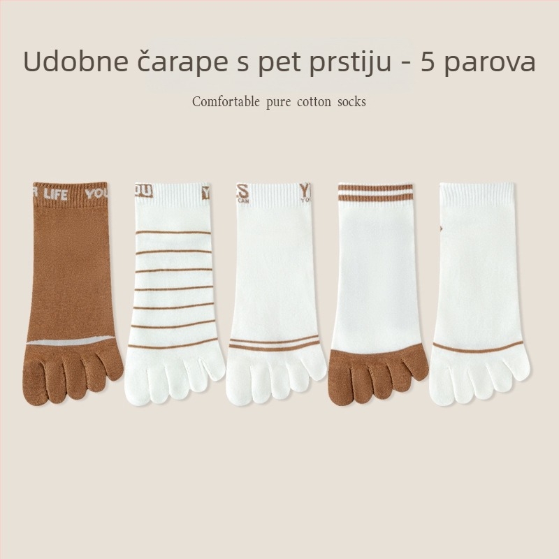 Muške čarape s pet prstiju, pamuk, upijaju znoj, s odvojenim prstima, ljetne, tanke, srednje dužine