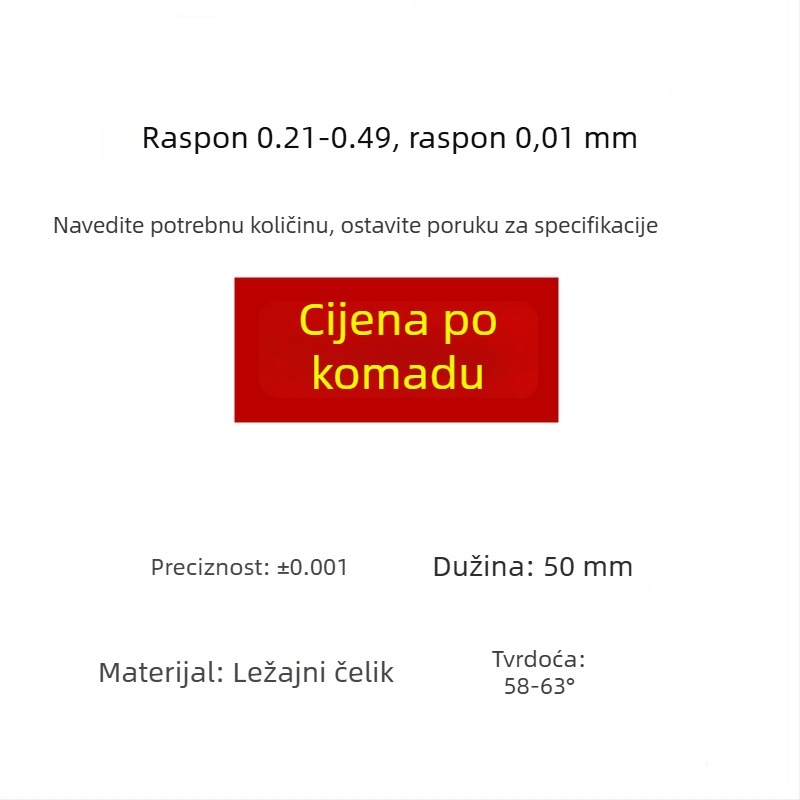 Visoko precizan igličasti kalibar, standardni kalibar za pin i plug, raspon mjerenja 0,1–30 (interval 0,01)