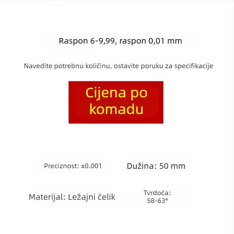 Visoko precizan igličasti kalibar, standardni kalibar za pin i plug, raspon mjerenja 0,1–30 (interval 0,01)