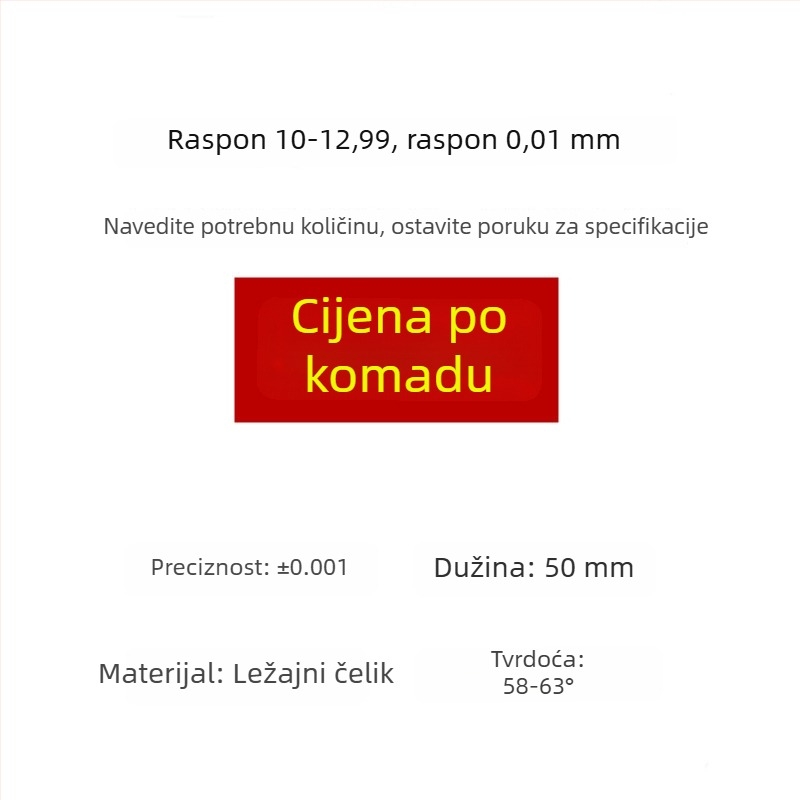 Visoko precizan igličasti kalibar, standardni kalibar za pin i plug, raspon mjerenja 0,1–30 (interval 0,01)