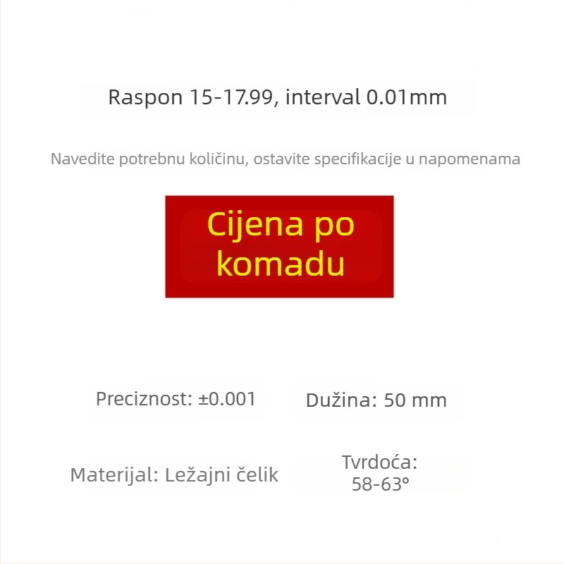 Visoko precizan igličasti kalibar, standardni kalibar za pin i plug, raspon mjerenja 0,1–30 (interval 0,01)