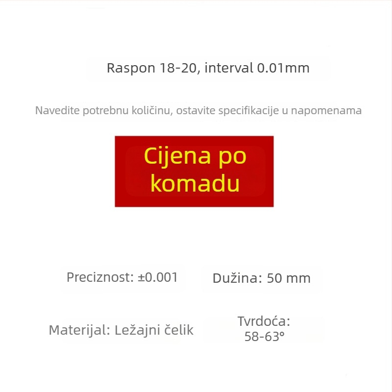 Visoko precizan igličasti kalibar, standardni kalibar za pin i plug, raspon mjerenja 0,1–30 (interval 0,01)
